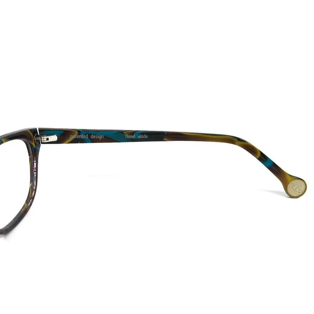 BOZ Eyeglasses Frames VANINA 7323 Brown Plaid Blue Yellow Marble 52-16-145